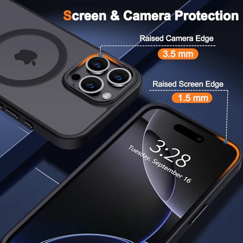 Hython Case for iPhone 16 Pro Case Magnetic Translucent Matte Phone Cases 6.3" [Compatible with MagSafe] Thin Slim Fit Shockproof Bumper Hard Protective Cover for Women Men Girls, Frosted Black - Image 4