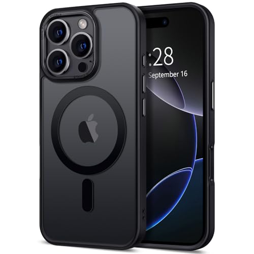 Hython Case for iPhone 16 Pro Case Magnetic Translucent Matte Phone Cases 6.3" [Compatible with MagSafe] Thin Slim Fit Shockproof Bumper Hard Protective Cover for Women Men Girls, Frosted Black - Image 1