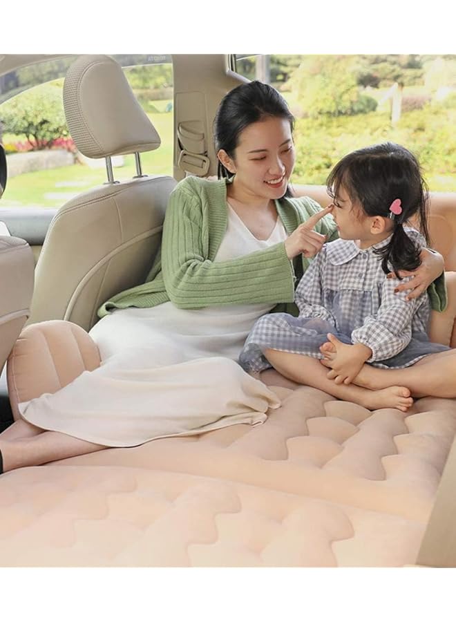 Fh Car Air Mattress Bed Inflatable with 2 Air Pillows for For Outdoor Camping Travel (Beige/ 2 * Storage Piers) - Image 2