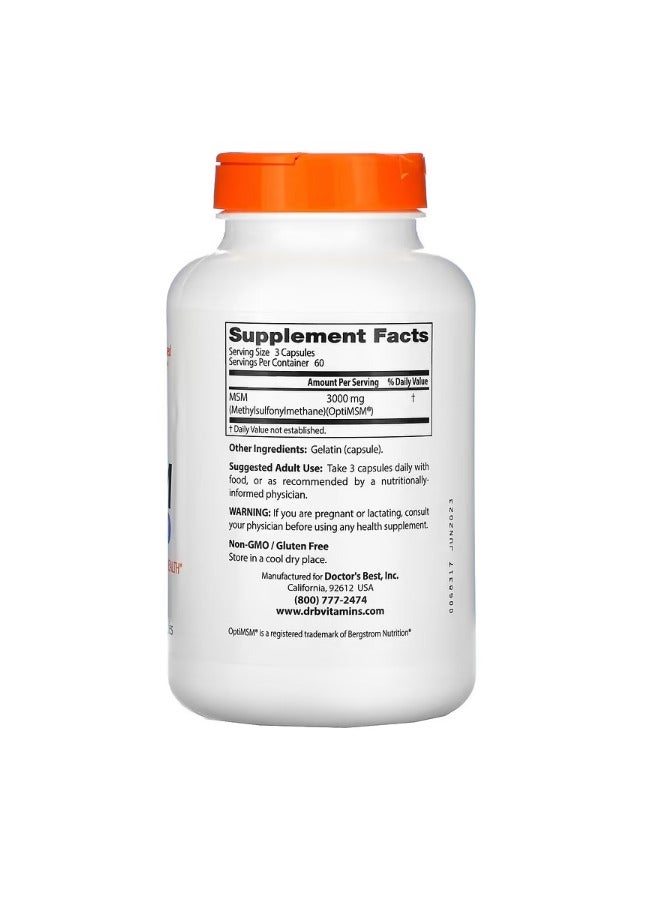 دكتورز بست MSM with OptiMSM 1000 mg 180 Capsules - Image 2
