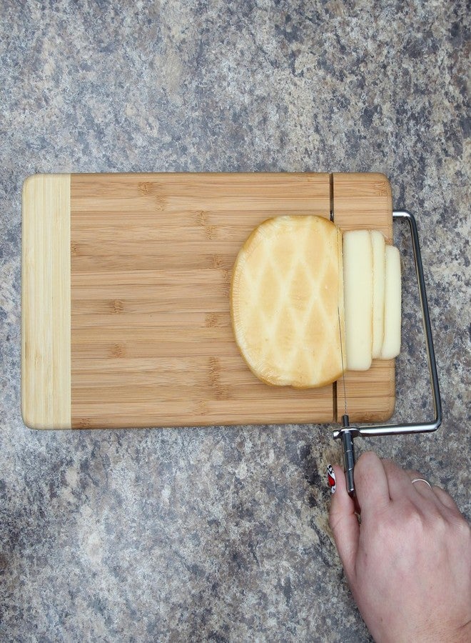 Home-X - Bamboo Cheese Cutting Board with Stainless Steel Wire Cheese Slicer, The Ultimate Two-In-One Kitchenware Appliance with Little to No Mess - Image 5