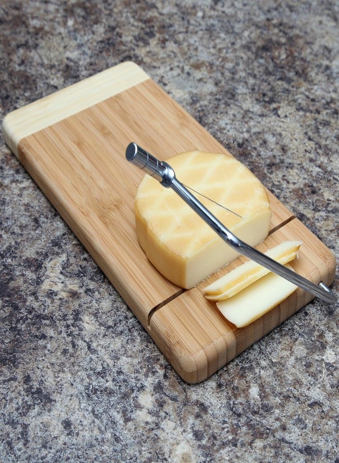Home-X - Bamboo Cheese Cutting Board with Stainless Steel Wire Cheese Slicer, The Ultimate Two-In-One Kitchenware Appliance with Little to No Mess - Image 3