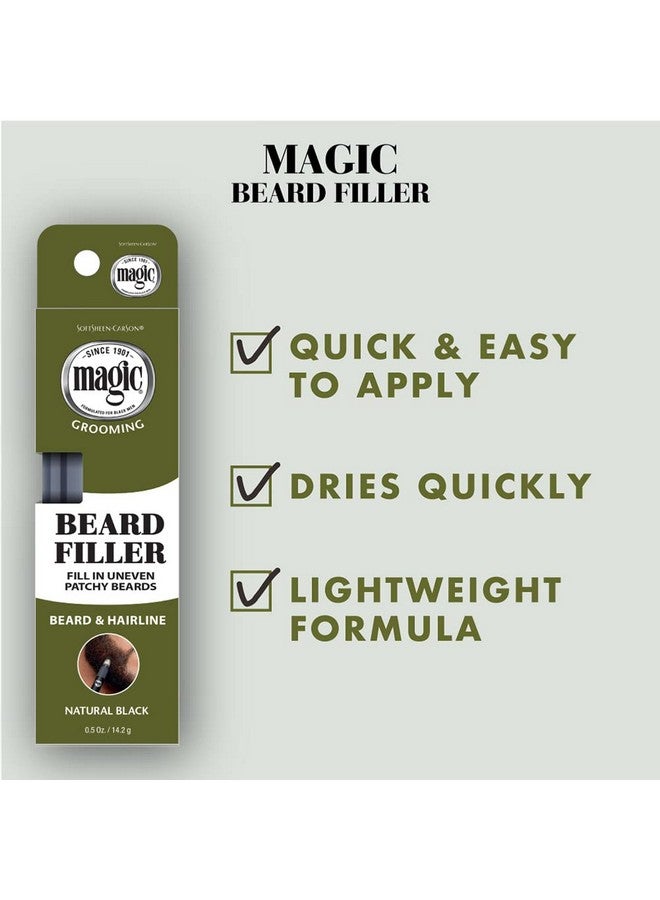 SoftSheen-Carson Magic Grooming Beard Filler Pencil Brush For Men, Waterproof, Fill In Patchy Beard & Cover Greys, Natural Black Shade, Black, 0.05 Fl Oz - Image 1