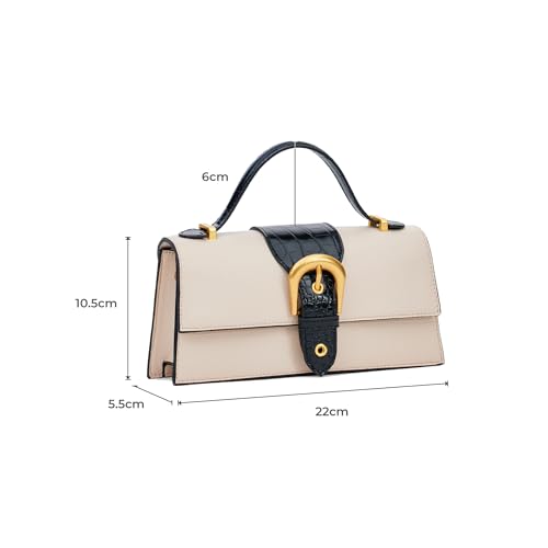 Miraggio Sabrina CrossBody Bag With Adjustable & Detachable Crossbody Sling Strap For Women (Ivory) - Image 3