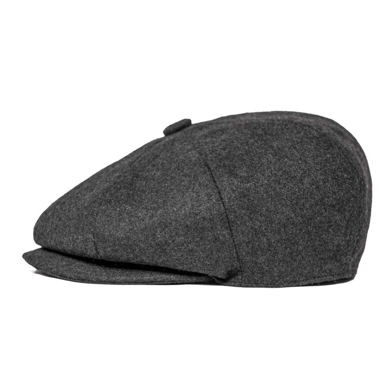 JANGOUL Men Wool Blend 8 Panel Newsboy Cap Tweed Cabbie Hat Snap Brim (Dark Grey, 7 3/8) - Image 3
