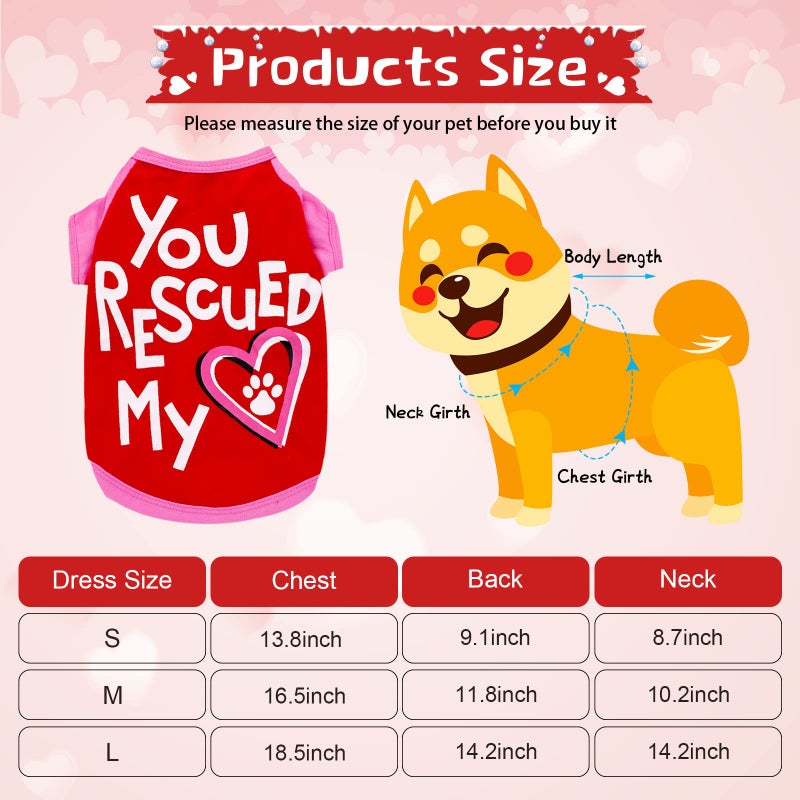 Weewooday 5 Pieces Valentineâ€˜s Day Dog Shirt for Small Dogs Girl Small Dog Puppy Clothes for Chihuahua Yorkie Bulldog Schnauzer Breathable Shirt Vest(Large) - Image 2