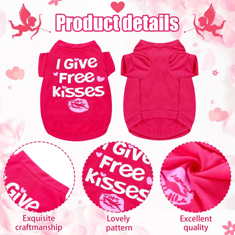 Weewooday 5 Pieces Valentineâ€˜s Day Dog Shirt for Small Dogs Girl Small Dog Puppy Clothes for Chihuahua Yorkie Bulldog Schnauzer Breathable Shirt Vest(Large) - Image 3