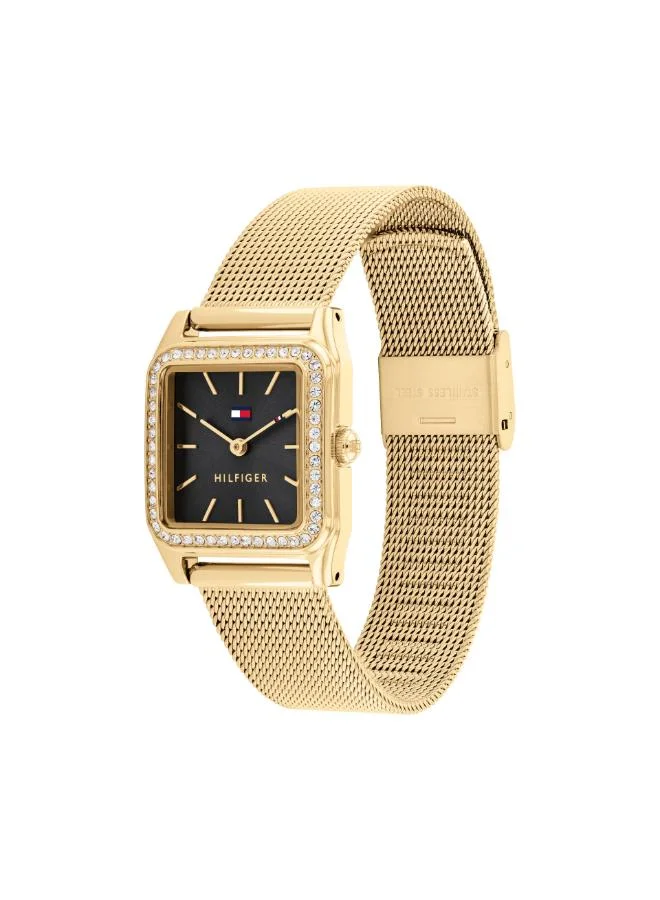 Tommy Hilfiger  Women's Quartz Watch, Black Dial, Gold Stainless Steel Strap for Women | Best Price UAE