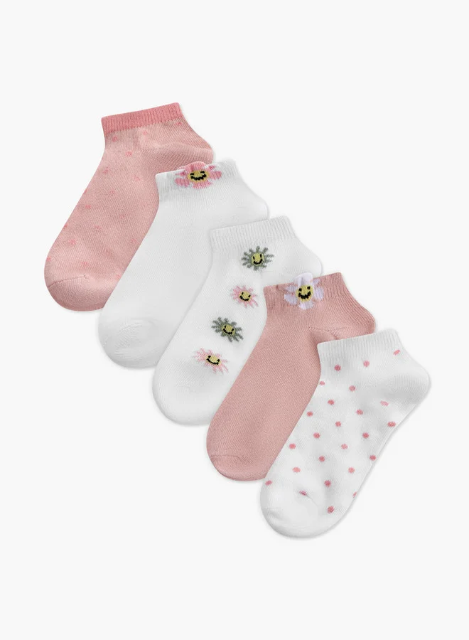 Flora Bella By Shoexpress Printed Ankle Length Socks - Set of 5