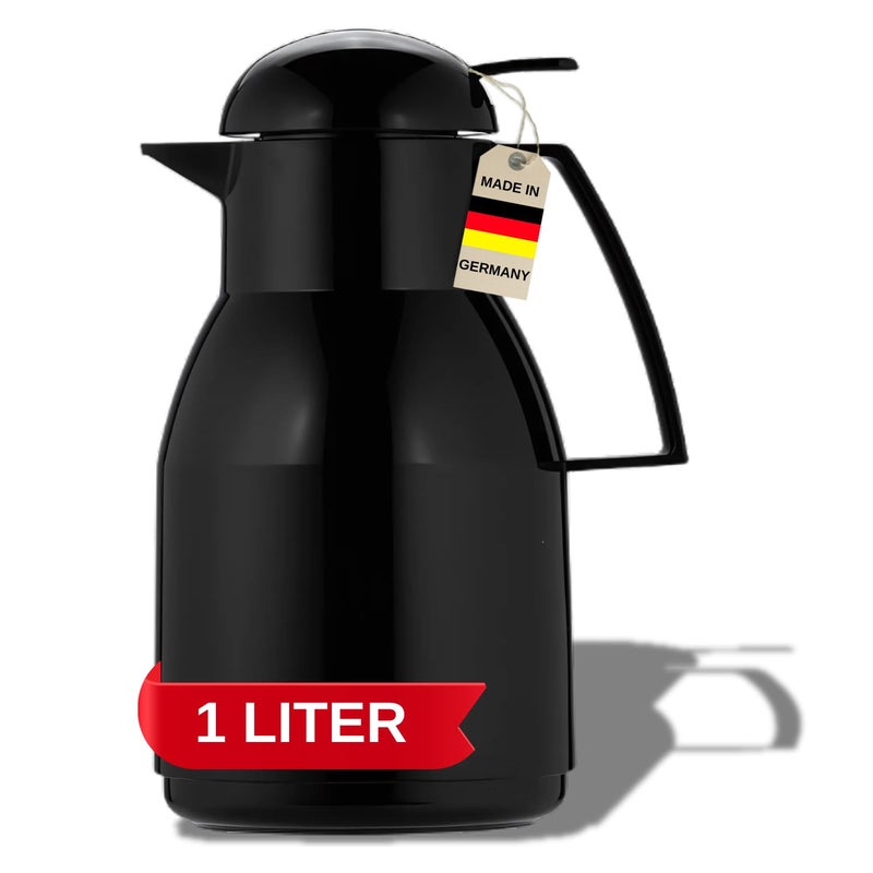 Helios Top Push thermos Vacuum Jug black 1 Litre - Image 1