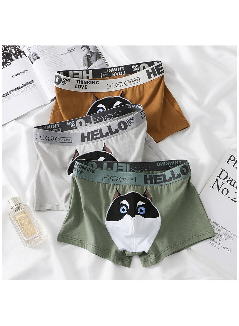 Boxed Men's Printed Breathable Four Corner Underwear Of 3 Pieces  - Image 1