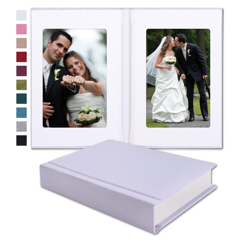 Pssoss Small 4x6 Photo Album with Writing Space Holds 20 Photos Ideal for Wedding Theme-Album and Baby Photo Album (White) - Image 1