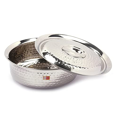 KCL Stainless Steel Mirror Finish Hammered Arabian Chetty/Handi for Cooking n Serving - Set of 5 - (Capacity - 1500ml, 2000ml, 2500ml, 3000ml, 3500ml) - Image 4