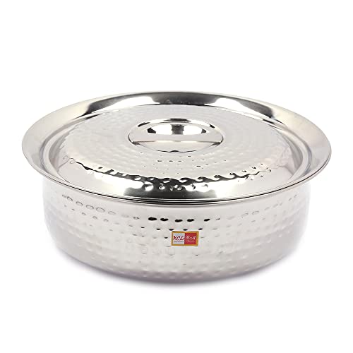 KCL Stainless Steel Mirror Finish Hammered Arabian Chetty/Handi for Cooking n Serving - Set of 5 - (Capacity - 1500ml, 2000ml, 2500ml, 3000ml, 3500ml) - Image 5
