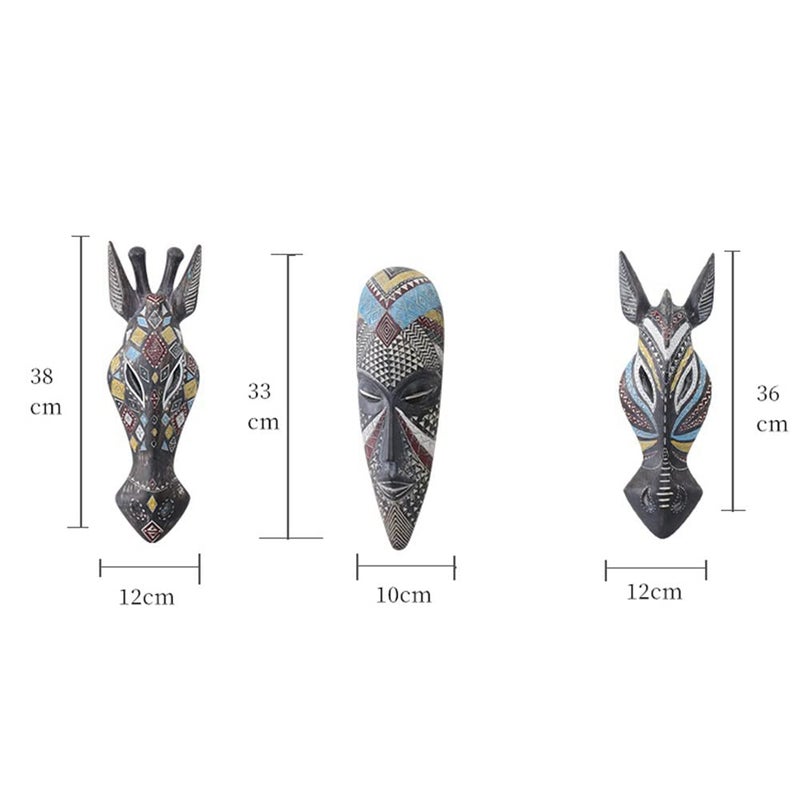 OTARTU African Mask Wall Sculpture Hand Carved African Tribal Wall Mask Art - Image 3