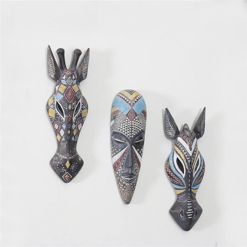 OTARTU African Mask Wall Sculpture Hand Carved African Tribal Wall Mask Art - Image 2