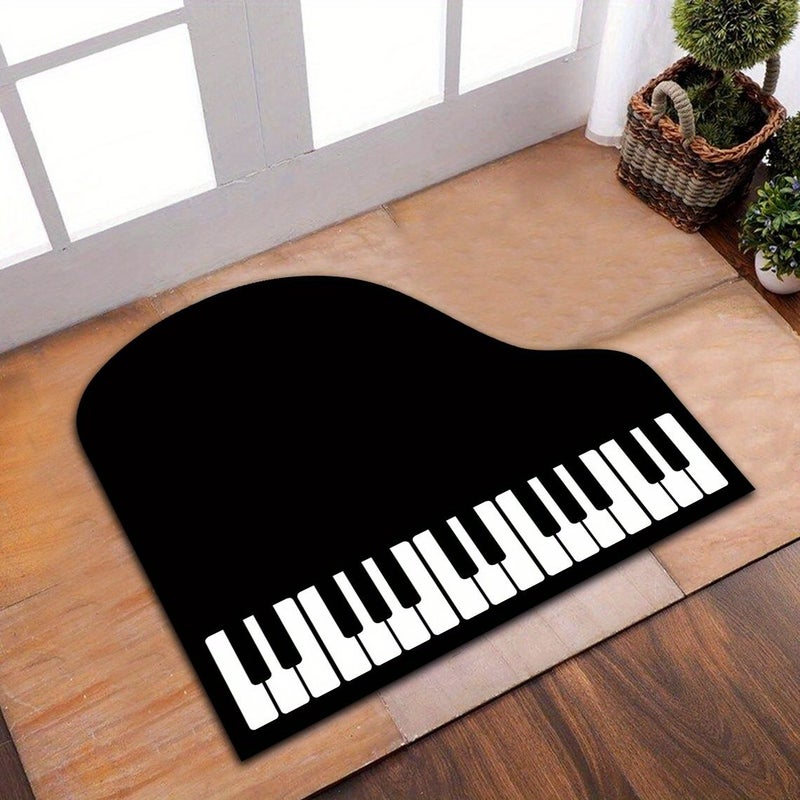 Black White Striped Piano Mat 40x45cm Highly Absorbent Anti Slip Rubber Bottom - Image 2