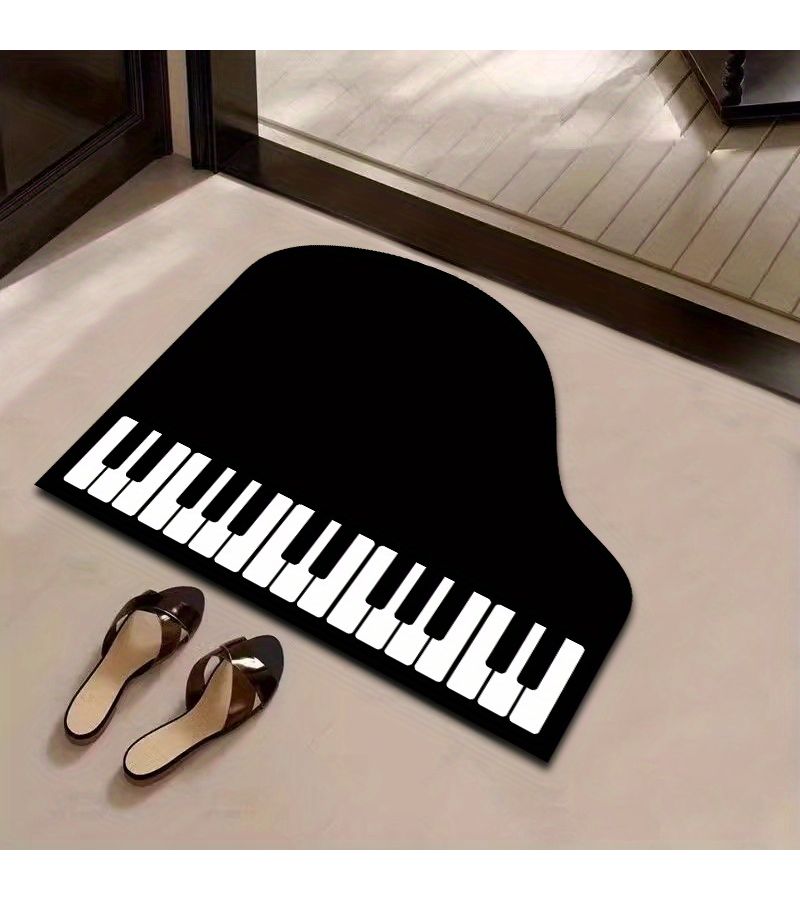 Black White Striped Piano Mat 40x45cm Highly Absorbent Anti Slip Rubber Bottom - Image 3