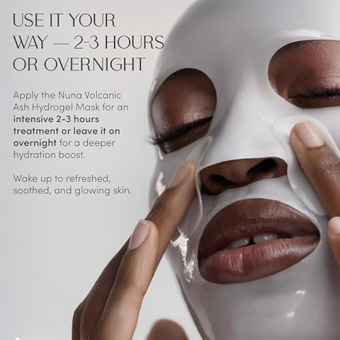 NUNA Volcanic Ash Hydrogel Face Masks – Korean Detox & Deep Hydrating Mask with Hyaluronic Acid, Ceramides, Panthenol – Overnight Moisturizing, Soothing + Purifying Care for Sensitive Skin, 7 Sheets - Image 2