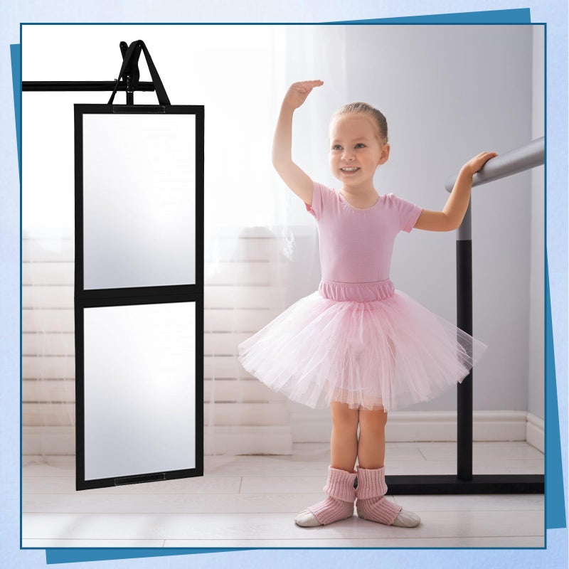 GlikCeil Foldable Portable Full Length Mirror for Dancer, Camping, Travel Black 33.5" x 13.4" Portable Hanging Folding Mirror with Handle for Dance Competition Travel Full Body Backstage Mirrors - Image 3