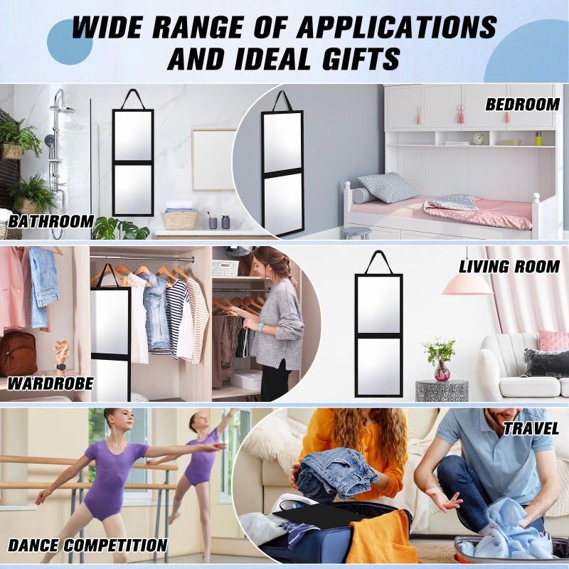 GlikCeil Foldable Portable Full Length Mirror for Dancer, Camping, Travel Black 33.5" x 13.4" Portable Hanging Folding Mirror with Handle for Dance Competition Travel Full Body Backstage Mirrors - Image 5