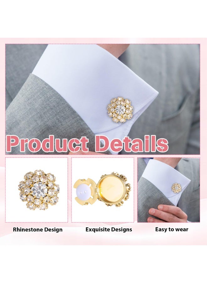 6PCS Rhinestone Detachable Button Covers, Crystal Decorative Button Clips Fit Buttons Within 12.5mm for Women Blouses Jeans DIY Crafts - Image 3
