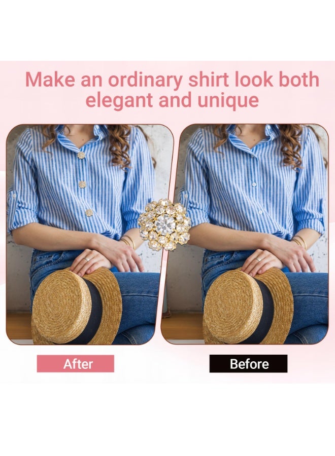 6PCS Rhinestone Detachable Button Covers, Crystal Decorative Button Clips Fit Buttons Within 12.5mm for Women Blouses Jeans DIY Crafts - Image 4
