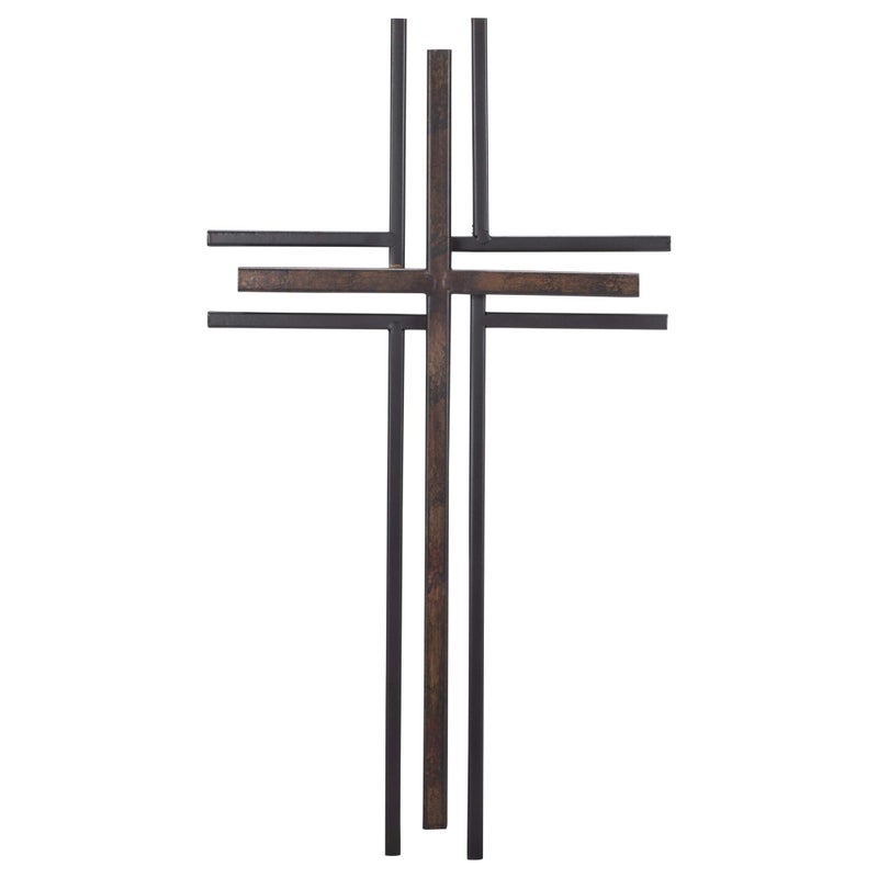 Dicksons Galvanized Look Double Layer 16 inch Decorative Metal Decorative Hanging Wall Cross