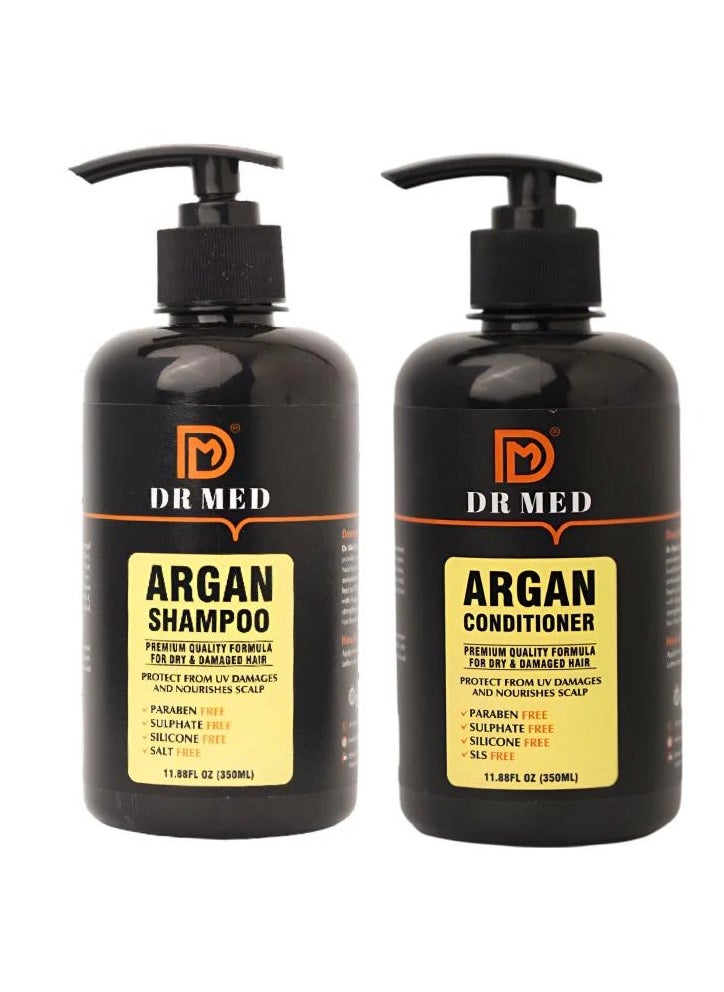 DR MED Argan Infused Hair Care Set: Nourishing Shampoo & Conditioner Duo - (pack of 2) 350ML