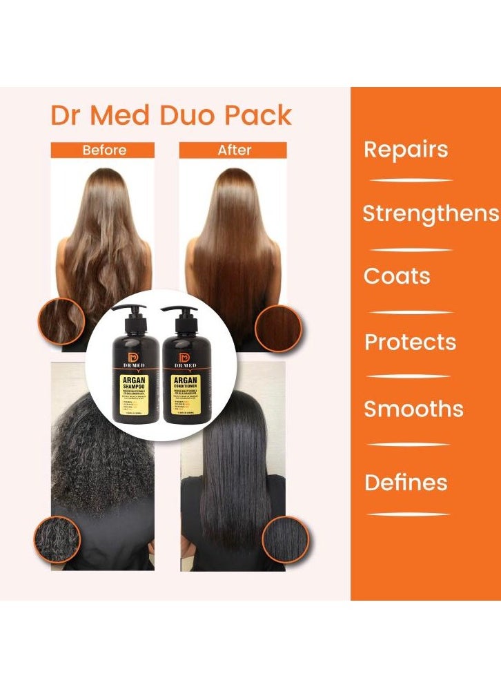 DR MED Argan Infused Hair Care Set: Nourishing Shampoo & Conditioner Duo - (pack of 2) 350ML