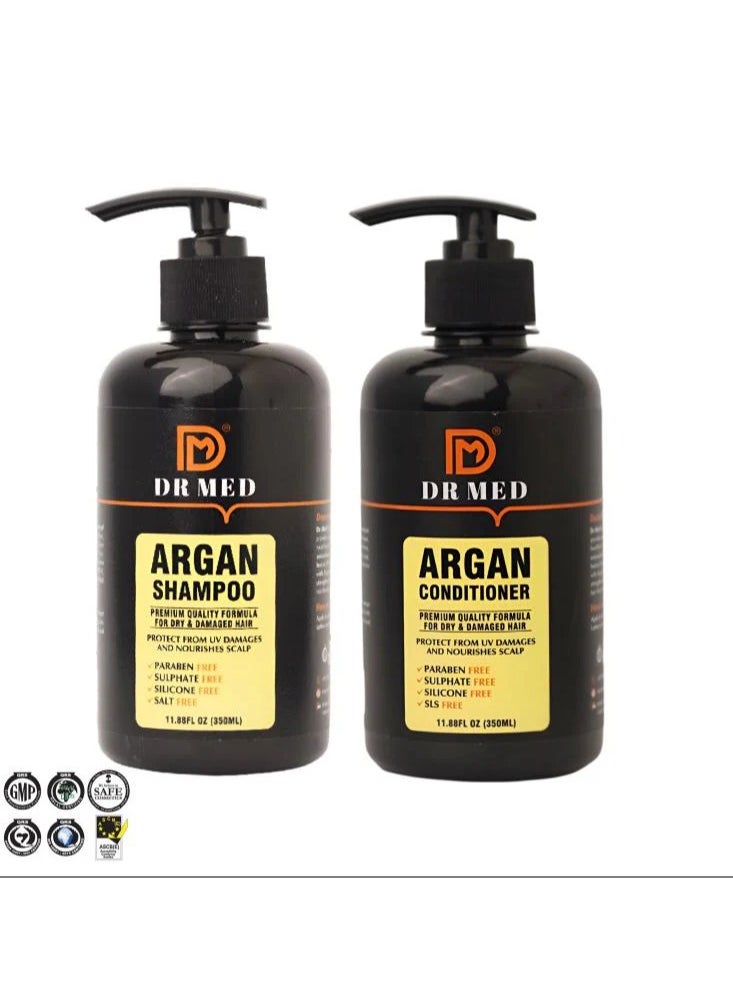 DR MED Argan Infused Hair Care Set: Nourishing Shampoo & Conditioner Duo - (pack of 2) 350ML