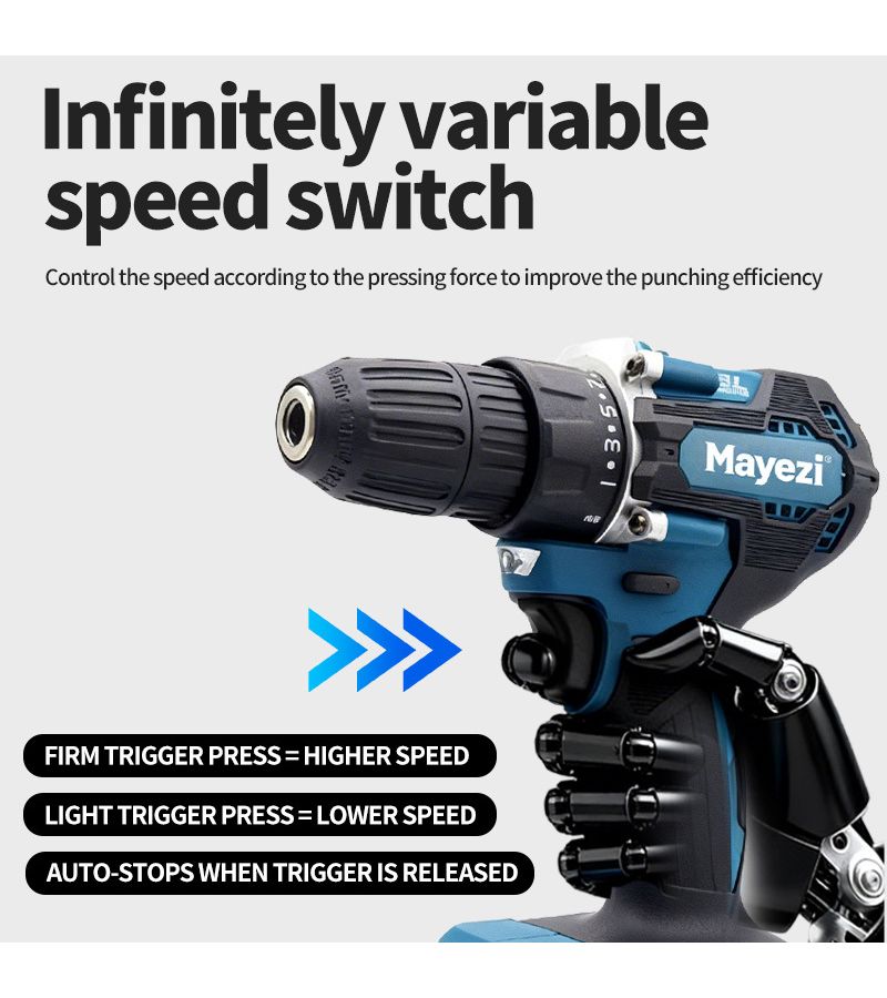Cordless Drill Without Battery Variable Speed 21 Position Clutch 1850 RPM Led Light Home Diy Assembly Compatible With Makita 18v Tool Only - Image 1