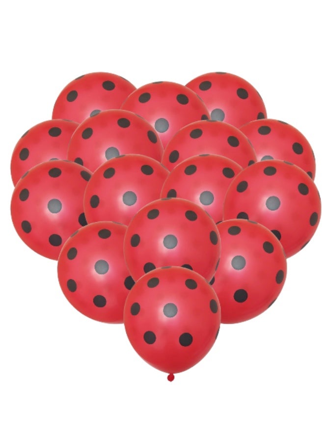 Red & Black Polka Dot Balloons – 15 Pcs 12-Inch Latex Balloons for Ladybug Theme, Birthday, Baby Shower & Party Decorations  - Image 1