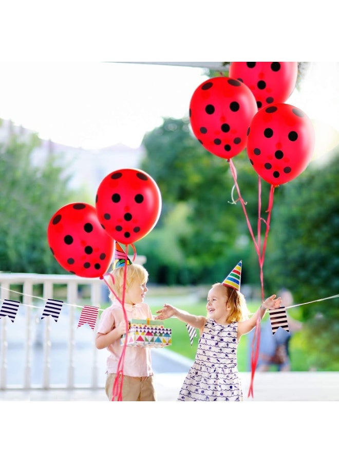 Red & Black Polka Dot Balloons – 15 Pcs 12-Inch Latex Balloons for Ladybug Theme, Birthday, Baby Shower & Party Decorations  - Image 2