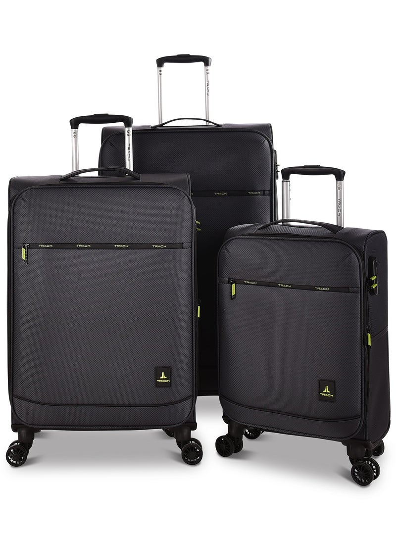 Track Luggage set Soft Fabric Trolley Travel Bag 4 double wheels, LG001/3P - Image 1