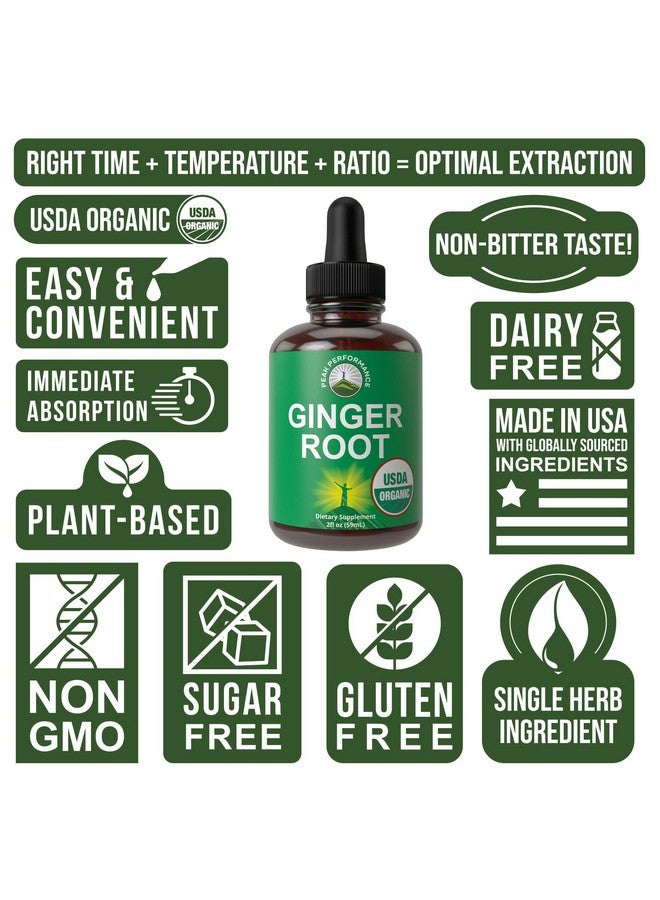 Peak Performance USDA Organic Ginger Root Extract Liquid Drops. Zero Sugar, Non Bitter Vegan Ginger Oil Supplement For Immune, Digestive + Gut Support. High Bioavailability, Gluten Free For Women and Men. Take Orally - Image 3