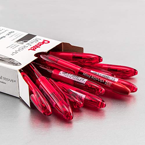 Pentel RSVP Mini Ballpoint Pen, (1.0mm) Medium Line, Red Ink, 12 pack (BK91MNB-B) - Image 2