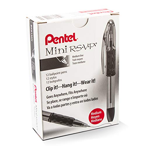 Pentel RSVP Mini Ballpoint Pen, (1.0mm) Medium Line, Red Ink, 12 pack (BK91MNB-B) - Image 1