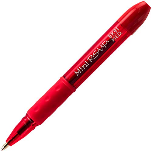 Pentel RSVP Mini Ballpoint Pen, (1.0mm) Medium Line, Red Ink, 12 pack (BK91MNB-B) - Image 3