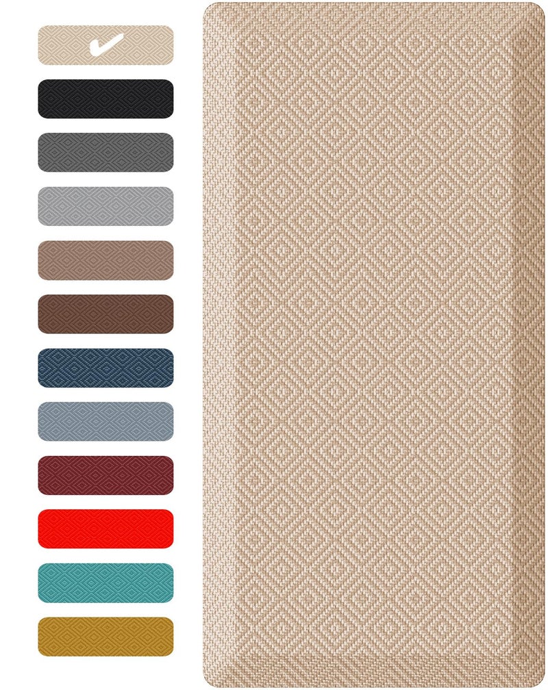Ophanie Kitchen Mats for Floor, 3/4 Inch Thick Kitchen Rugs, 20''x39'' Anti Fatigue Standing Cushioned Mat, Waterproof,Comfort Ergonomic Mat for Office, Home, Sink, Beige Non-Slip Bottom - Image 1