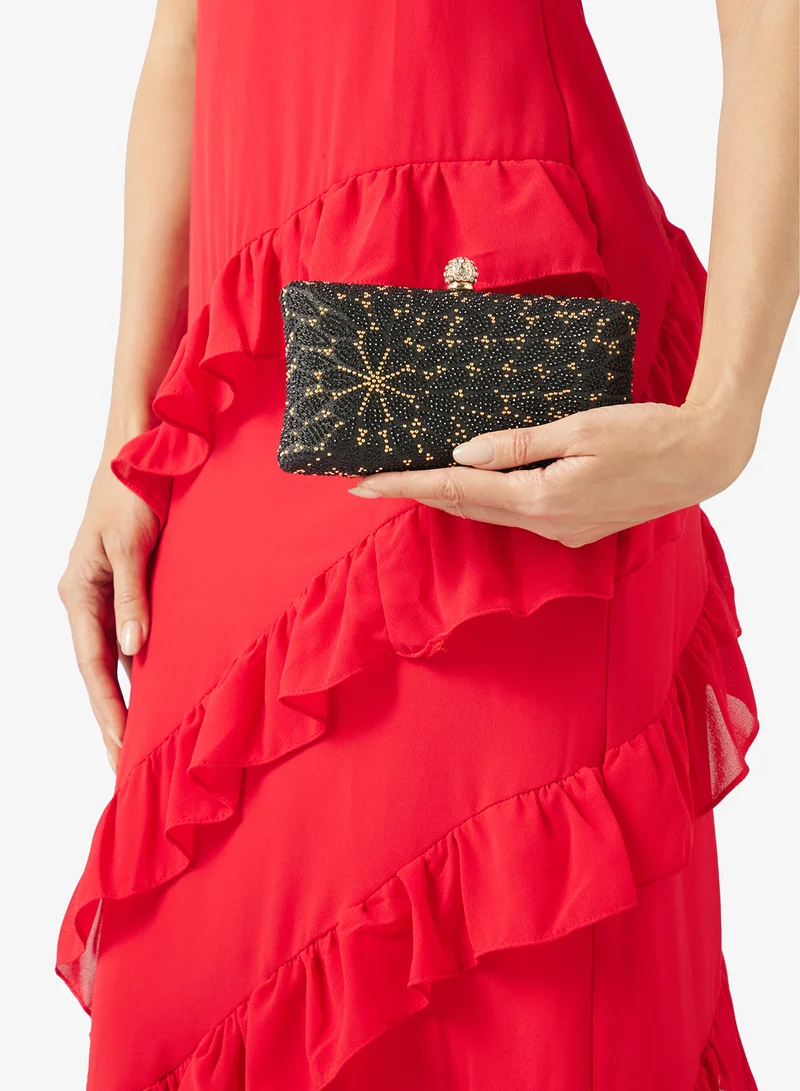 Khizana Black Gold Accent Printed Detailed Bag for Women | Best Price UAE