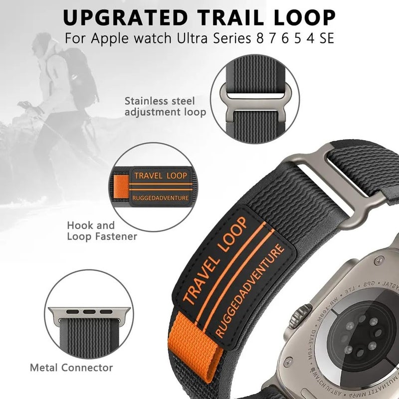 Printme Designer Sports Trail Loop Band Compatible with Apple Watch 49 mm, 45 mm, 44 mm, 42 mm, Adjustable Strap Compatible for iWatch Series Ultra, SE, SE 2, Series 3,4,5,6,7,8 (Green) - Image 2