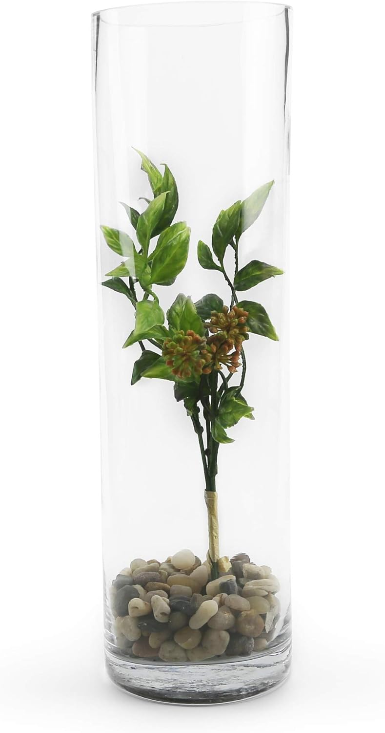 WGVI Cylinder Vase, 4" W x 14" H, Floral Container, Flower Vase, Glass Candle Holder Centerpiece Planter Terrarium for Wedding Center Pieces, Home Accent Decor, Clear, 1 Piece - Image 3