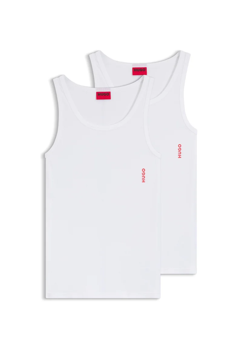 HUGO White Two-pack of underwear vests in ribbed stretch cotton for Men | Best Price UAE
