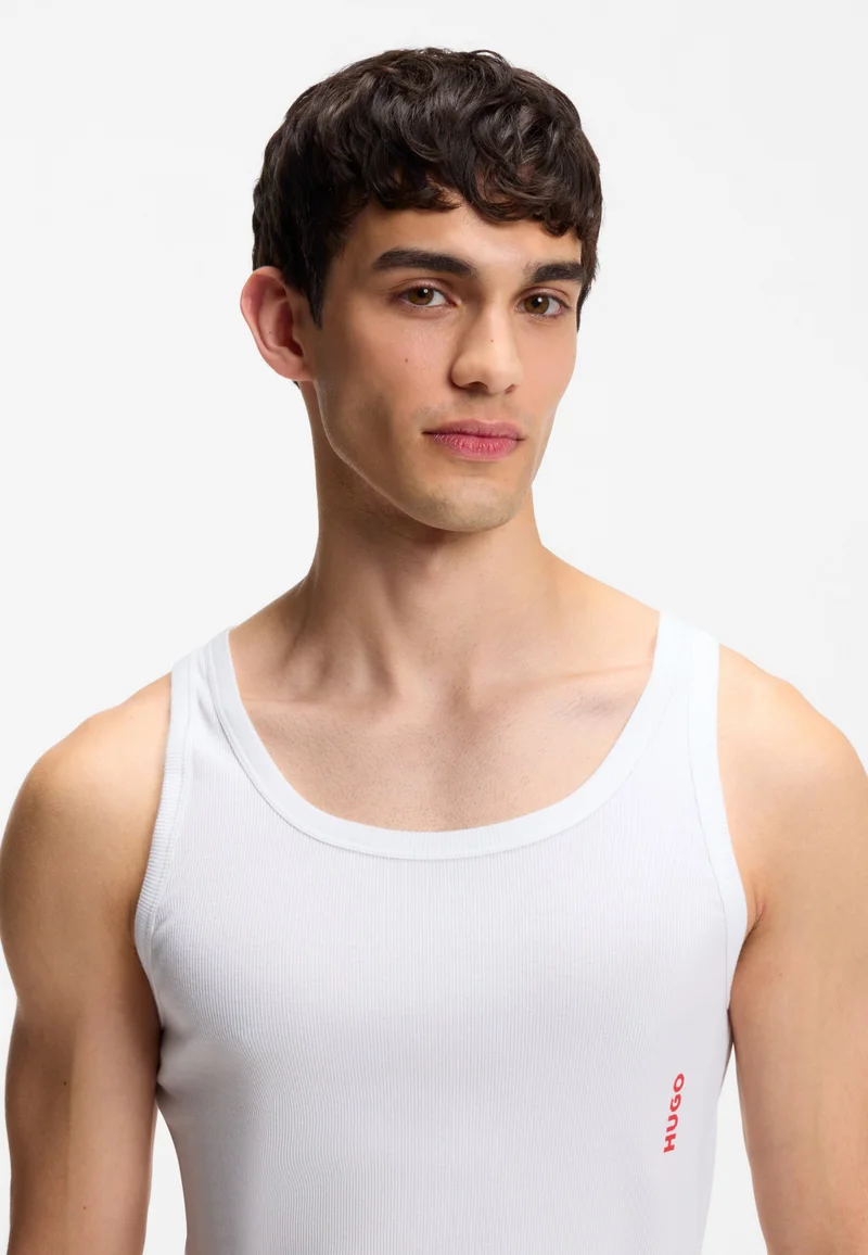 HUGO White Two-pack of underwear vests in ribbed stretch cotton for Men | Best Price UAE