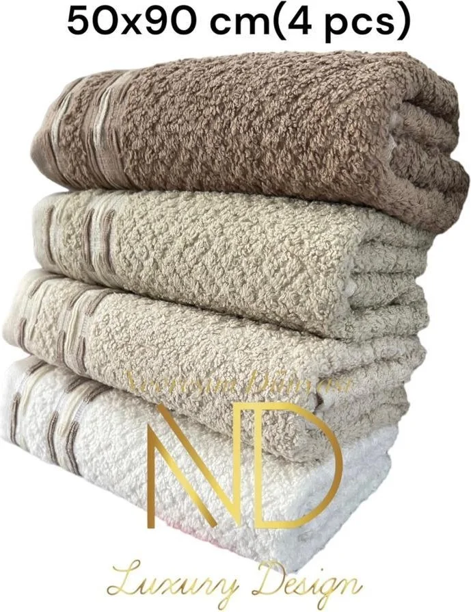 Nevresim Dünyası Basic Beige 4-Piece 50 x 90 cm Towel Set