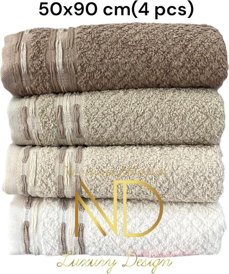 Nevresim Dünyası Basic Beige 4-Piece 50 x 90 cm Towel Set