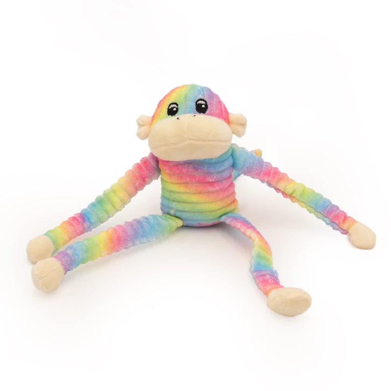 ZippyPaws Crinkle Monkey - Interactive Dog Toys to Keep Them Busy, Squeaky Plush Pet Toy for All Breeds, for Small and Medium Dogs, Contains Round Squeakers - Rainbow & Blue 2-Pack, Small - Image 3