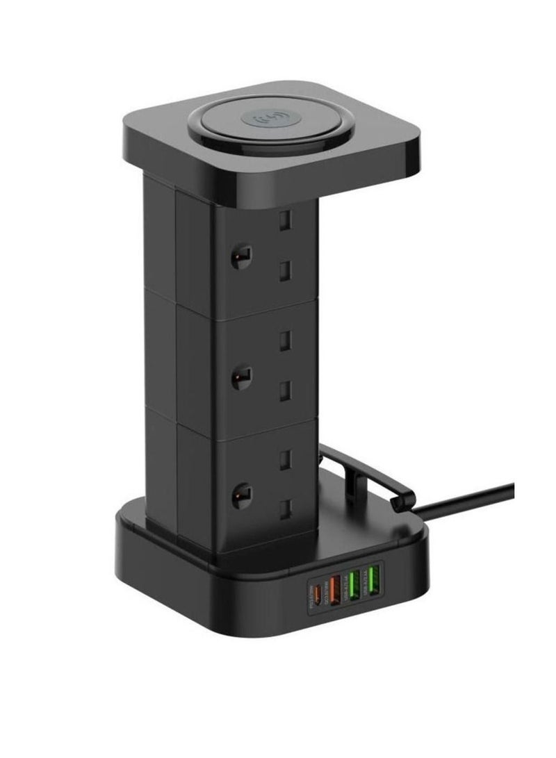 15W Wireless Charging Power Socket With 6 Outlet 4 USB Ports Power Strip 