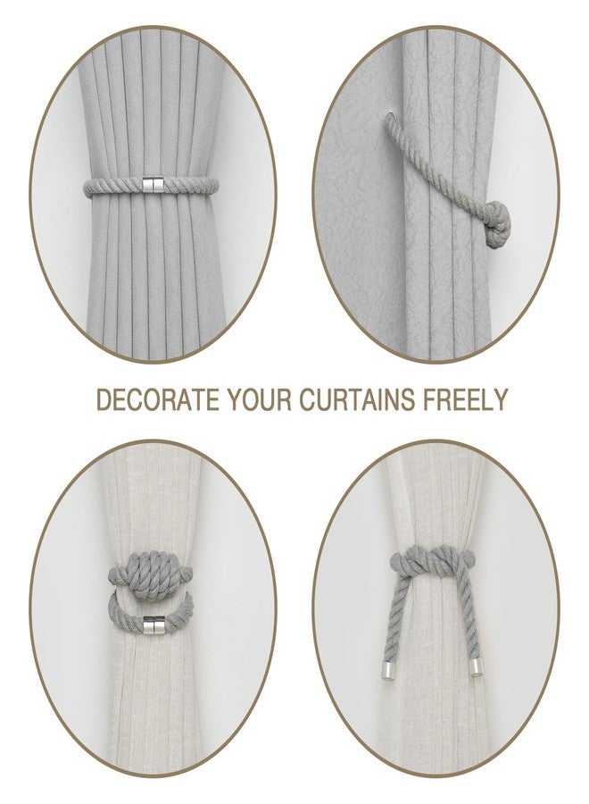 NICEEC 2 Pack Natural Cotton Rope Magnetic Curtain Tiebacks Modern Simple Style Drape Tie Backs Elegant Hand Weave Rope Knot Decorative Curtain Holdbacks for Home & Office Window Drapery (Light Grey) - Image 5